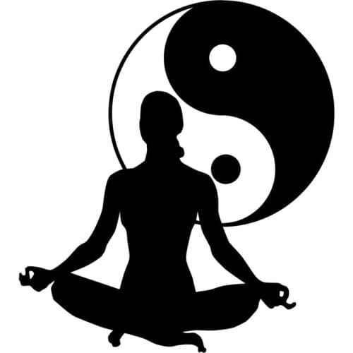 13cm*14.5cm Zen Meditation Health Yin Yang Tai Chi Vinyl Stickers Decals Black/Silver S3-5881