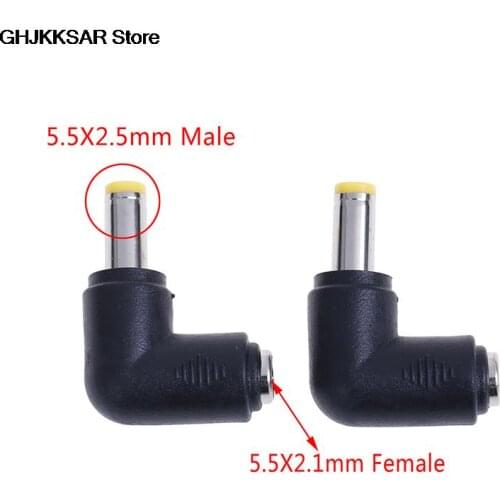 2pcs/lot DC 5.5*2.1 Female/5.5*2.5mm Male/4.0*1.7mm Male DC Power Plug Connector Angle 90 Degree L Shaped Dc Power Connector HOT