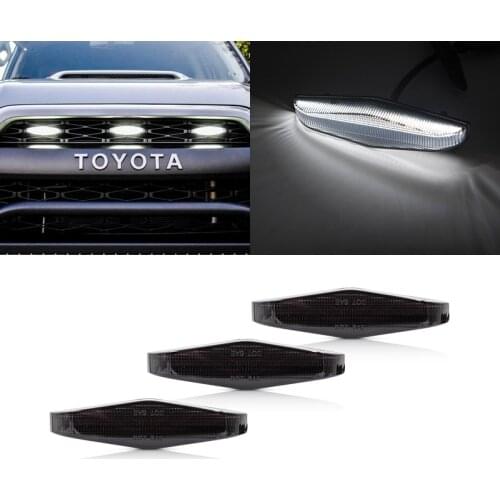 3x Front Bumper Smoked Led Running Grille Lights White DRL For Toyota 4Runner TRD Pro 2014 2015 2016 2017 2018 2019