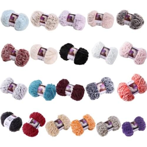 50g/Ball DIY Fluffy Plush Chunky Thick Knitting Yarn Multicolor Hand-Woven Crochet Velvet Thread for Baby Warm Hat Scarf
