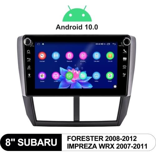 8” Radio 1 Din Central Multimedia Android 10 For Subaru Forester Impreza 2008-2012 Car Stereo With Android Auto & Apple CarPlay