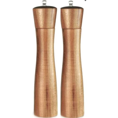 Wooden Salt and Pepper Grinder, Adjustable Manual Salt Grinder, Acacia Wood, Pepper Mill with Ceramic Core(2 PCS)