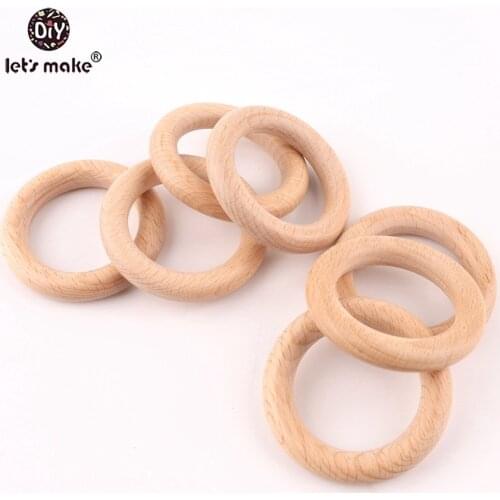 Lets make 20pcs 60mm Beech Wooden Teething Rings Baby Nursing DIY Accessories Bracelets Making BPA Free Wooden Teethers