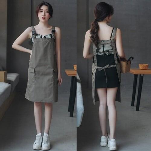 Apron custom logo printing custom-made fashion female canvas strap thick wear-resistant