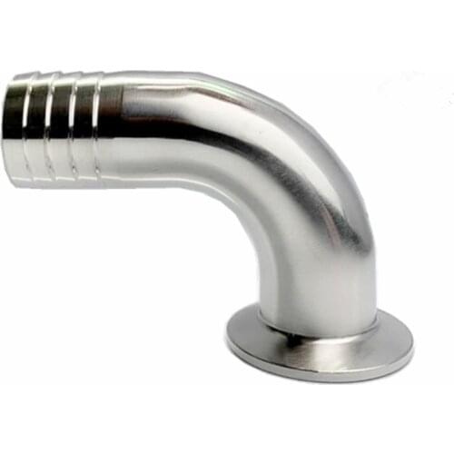 12.7/14/16/19/25/32/38/45/51/mm O.D SS304 Sanitary Hose Barb Pipe Fitting 1.5''2''Tri Clamp 50.5mm/64mm Ferrule 90 Degree Elbow