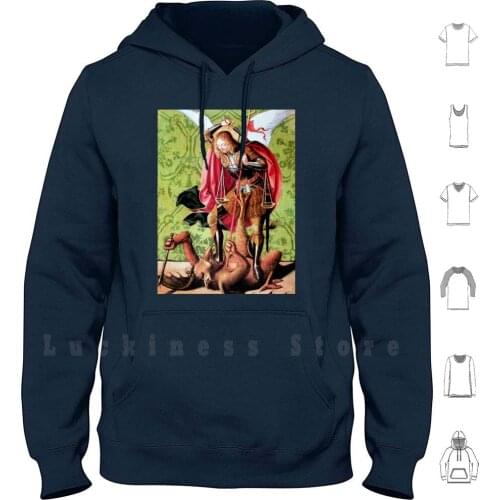 St. Michael Archangel , Devil And Justice Hoodies Long Sleeve St Michael Christian Religion