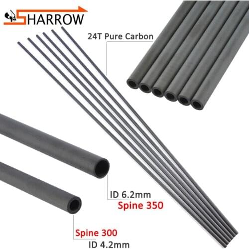 10pcs 32" Archery 24T Carbon Arrow Shaft 0.003 Straightness 300/350 Spine Pure Carbon Shaft 11.5/7.8GPI For Hunting Accessories