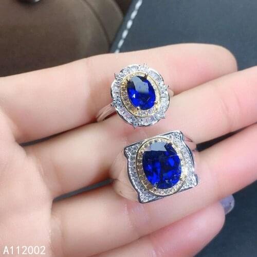 KJJEAXCMY fine jewelry natural sapphire 925 sterling silver new gemstone men women ring Couple suit support test fashion