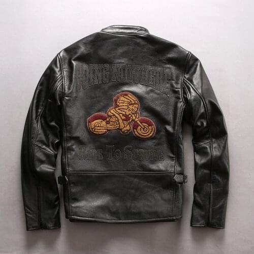 New Arrival motorcycle genuine leather men cowskin slim fit mens biker jacket Casual black coat