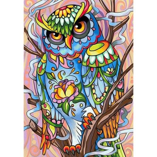 LaoJieYuan 5D Diamond Mosaic Owl Needlework DIY Full Sets Diamond Embroidery Animal Picture Of Rhinestones Home Decoration