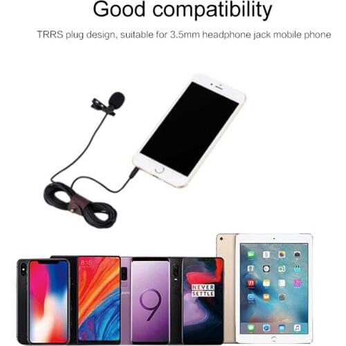 1pc 1.45m Mini Portable Microphone Condenser Clip-on Lapel Micro Wired Mikrofo / Microfon For Phone For Laptop For IPhone IPad