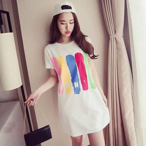 Fashion Women Loose Dress O-Neck Short sleeve Ladies Long Printed Party Mini Dresses Casual Summer Dress 2021 sukienki Dresses