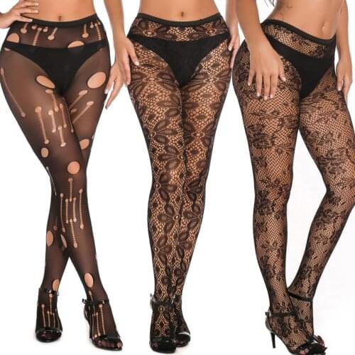 DOIAESKV 2019 Fashion Sexy Ladies Women Tights Pattern Fishnet Mesh Body Stockings Female Underwear Elastic Thin Temptation Pant