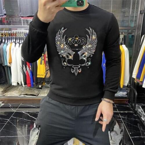 New Brand Clothing Mens Pullovers Luxury Designer Men Hoodie Fall Winter Rhinestones Sweatshirts