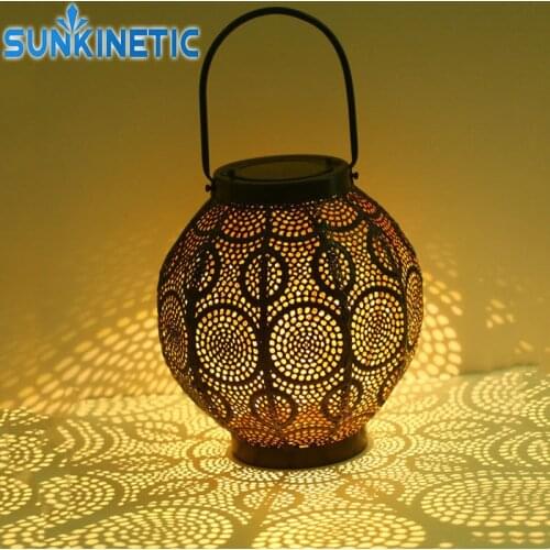 New Hollowed Out Shadow Lantern LED Outdoor Solar Garden Light Hanging Hollow Solar Powered Lamp Waterproof Landscape Solar Lamp