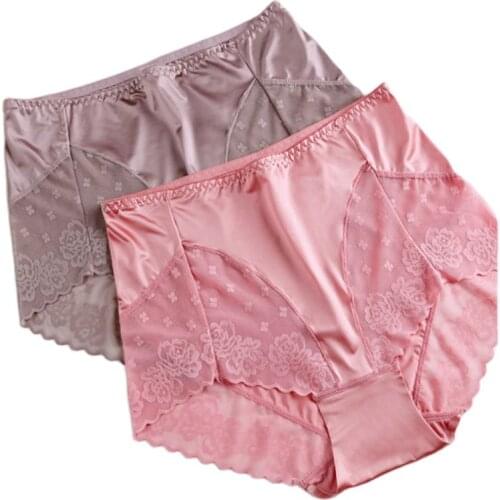 New Plus Size High Waist Panties for Women Underwear Sexy Breathable Lace Satin Large Size Briefs Big Pantie Female105kg