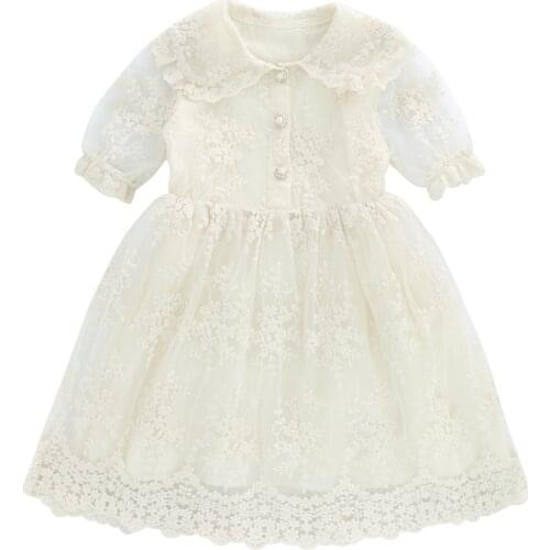 Girls Dress New Summer Embroidery Girls Clothes Lace And Ball Design Lantern Sleeve Kids Princess Dress Party Dress For 4-9 Yrs