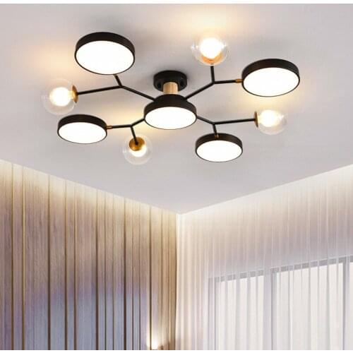 Nordic Bedroom Ceiling Chandelier Lamps with Glass Ball Lampshade AC 220V LED Living Room Pendant Hanging Light for Indoor Home