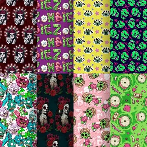 Ghost Faux Leather Sheets Printed Synthetic Leather Fabric for DIY Earrings Hair Bows Handbags Pouches Crafts,1Yc20196