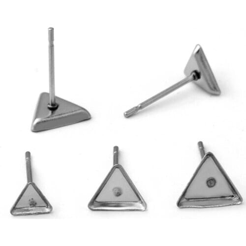 4/6/7mm Triangle Stainless Steel Earring Stud Ear Post Nails Flat Earring Pad Base Posts Diy Earring Jewelry Findings makings