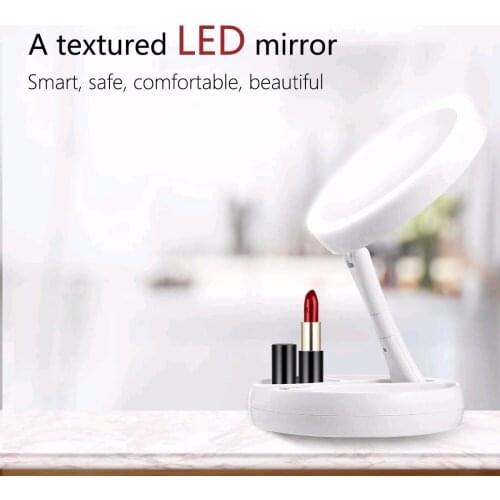 Foldable Portable Bathroom Makeup Mirror LED Lighting Professional Vanity Mirror dressing mirror Adjustable 270 Degree Rotating