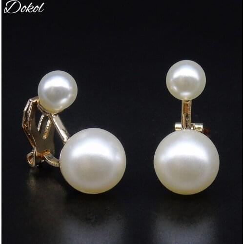 DOKOL New Arrival Shining Double Peal Earrings Gold Color Clip Earring For Party Fashion Women Jewelry bijoux femme DKE0024
