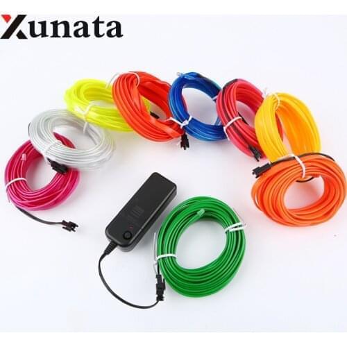 Sewable EL Wire Tron led tape Glow Wire light Easy Sew Tag Strip tube 1m/3m/5m + 3V Battery case inverter