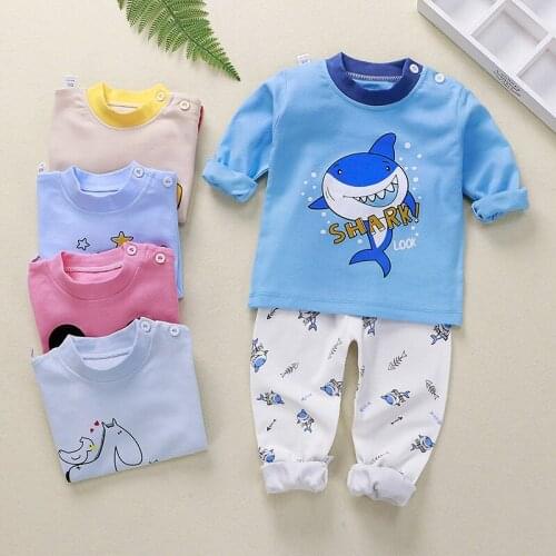 Spring Girl Clothes Pants Kids Baby T-Shrit Boy Childrens Clothing Anime Shark Long Johns Thermal Underwear Pajama Sets Newborn