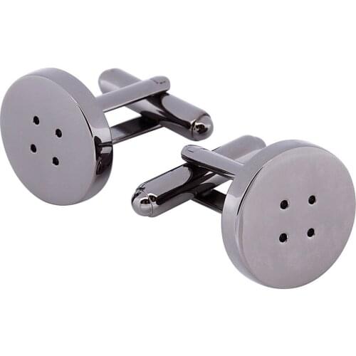 Black Gun Plated Button Cufflinks Mens French Shirt Cuff Button Formal Round Men Cuff Links