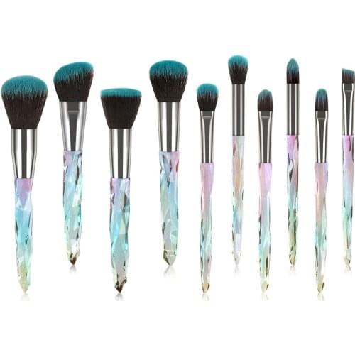 10pcs Diamond Fan Makeup Brushes Powder Foundation Eyeshadow Eyebrow for Face Cosmetics Make Up Brush Set Brochas Maquillajes