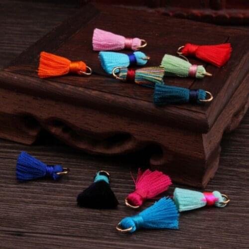 10pcs Mini artificial silk Tassel Metal ring DIY jewelry accessories Tassels 2cm Crafts