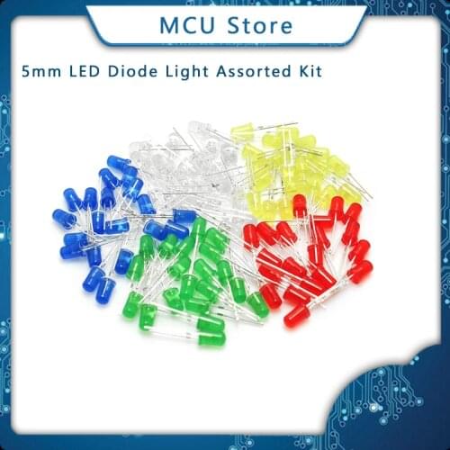 100pcs 5mm LED Diode 5mm round head fog red yellow white green blue led kit