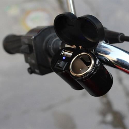 12V-24V Motorcycle Handlebar USB Charger Waterproof Lighter Socket