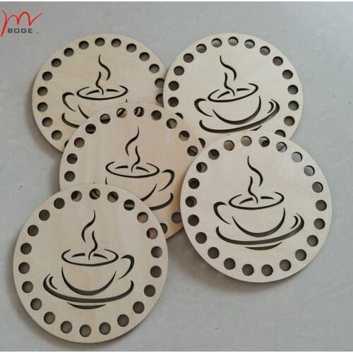 20 Pieces Wooden Crochet Basket Bottom BaseTea WOOD COASTER BASE Round Wooden Basket Top/Lid for Crochet Basket