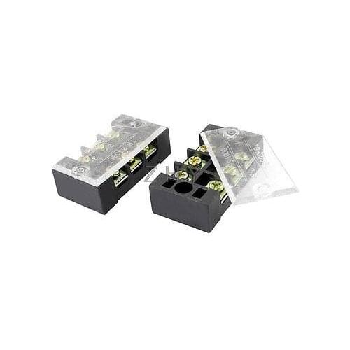 2x 600V 25A 3-Position Screw Electric Barrier Terminal Block Cable Connector