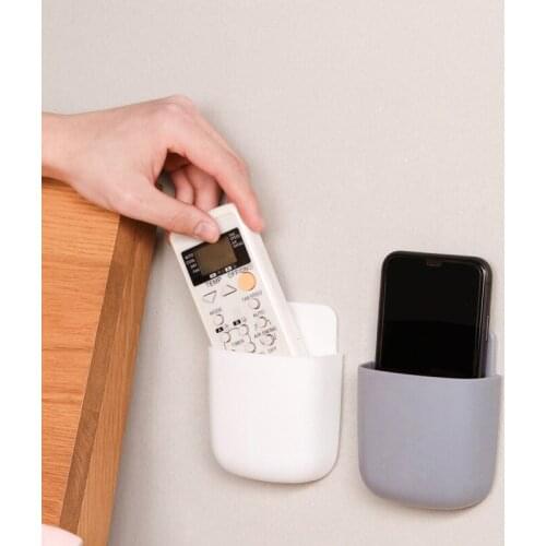4 PCS Punching-free Wall Storage Pocket Self Adhesive Wall-mounted Remote Holder Space-saving Organizer for Door Phone FP34