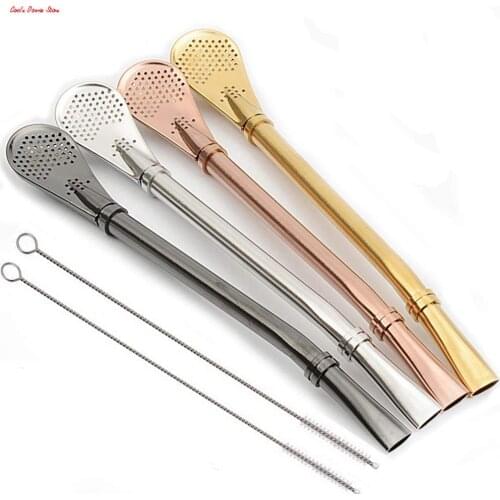 6 PCS Stainless Steel Straws And Cleaning Brush,Yerba Mate Bombilla Drinking Straws,Colorful for Drinking Coffee,Cocktail,Tea