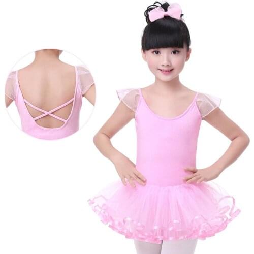 Girls ballet dancing dress with one-piece gauze for exercises childrens cross-back Ballet dance tutu Dress costume JQ-293