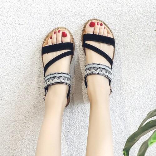 Genuine Leather Sandals Womens Fairy Style New Korean-Style Flat Roman Shoes Shoes Woman Sandals Womens Shoes Breathable