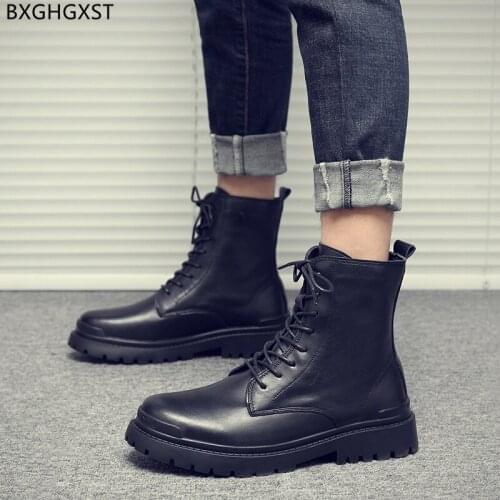 Martin Boots for Men Male Black Military Boots for Men 2021 Ankle Boots Men Luxury Designer Shoes Men Leather Casual Shoes Man