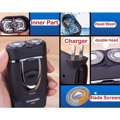 Twin blade man shaver 220v electric shaver mini portable razor rotate type beard clipper 2w electric man razor electric shaver