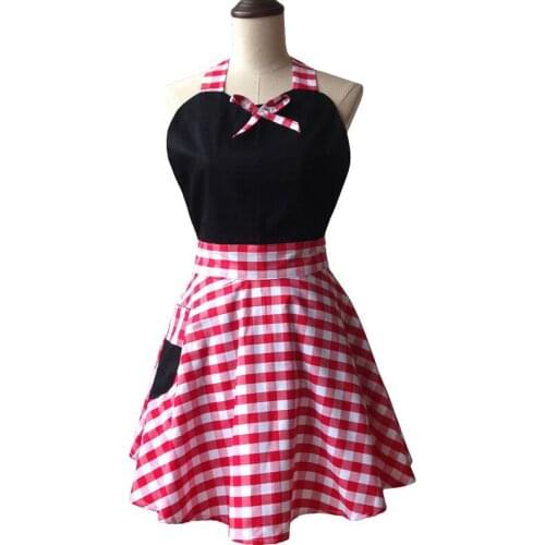 Black Retro Sweetheart Woman Kitchen Apron Salon Hairdresser Cleaning Cooking Cotton Apron Dress Avental de Cozinha Divertido