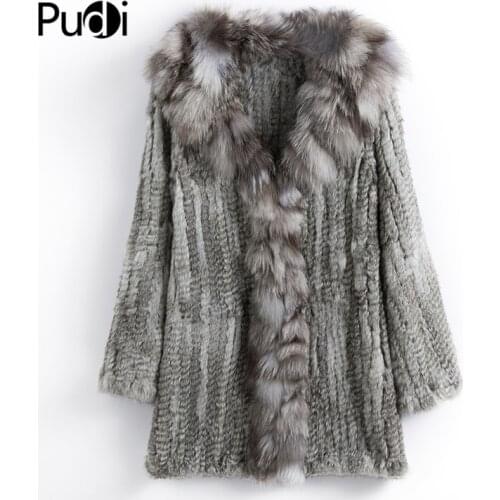 CT903 New Autumn Women Genuine Rabbit Fur Coat With Real Fox Fur Collar Lady Casual Coat Free Shipping