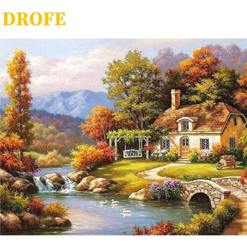 DrofE DIY Frame Painting By Numbers In The Autumn Modern Mural Acrylic Pigment Unique Home Decoration Hand Painted Gift 40x50cm