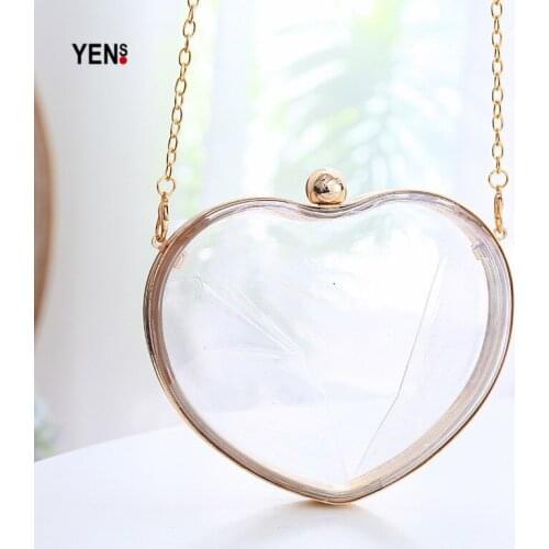 Feminina Fashion Brand Cute Heart-shaped Acrylic Box Clutch Hard Wallet Clear Women Handbag Mini Vintage Evening Bag Crossbody