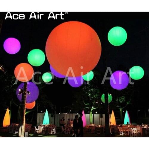 Giant bright Customised Party hanging white bulb white cloth Inflatable Zygote interactive rowed colorful LED balls