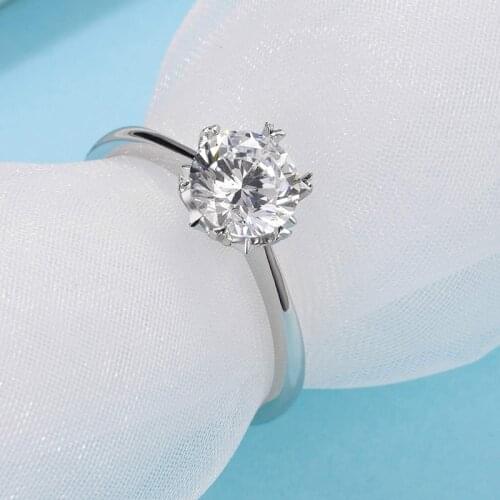 925 silver ring 6 claws Snowflake style Moissanite ring Engagement Anniversary Ring 1ct round excellent cut