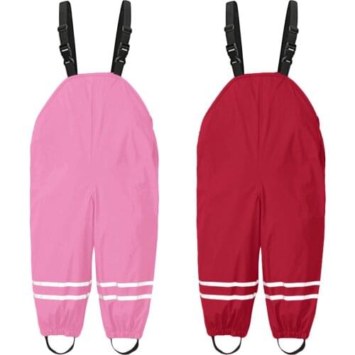 Cartoon Boys Solid Rain Dungarees Windproof Waterproof Mud Jumpsuit Clothes Children Waterproof Rain Pants Waterproof Overalls