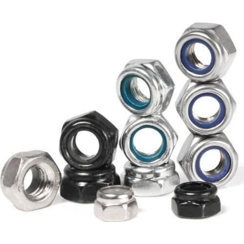 M2 M3 M4 M5 M6 M8 M10 M12 Galvanized Carbon Steel plating Black Zinc stainless steel 304 Self-locking Nuts Hex Nylon Lock Nut