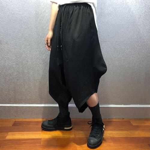 Men 2021 new hair stylist nightclub Yamamoto style personality twill cotton breathable seven minutes pants